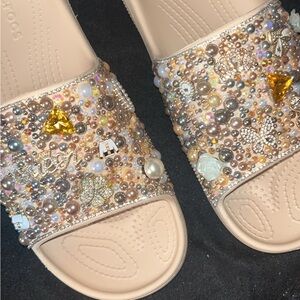 Tan Bling Slides